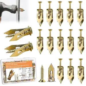 Double Quantity！Premium Case！-120 Pcs Self Drilling Drywall Anchors with Screws,60 Sheetrock Anchors (0.47x1.18 Inch) & 60 Zinc Expansion Screws,2025 Upgraded Zinc Plated Steel,No Drill Needed,Perfect for Wall Hanging
