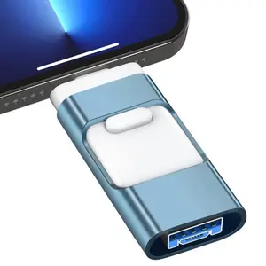 4 in 1 USB Flash Drive, High Speed USB 3.0 Memory Storage, OTG Flash Drive for iPhone iPad Android Phone PC, Type-C Adapter, Photo Stick