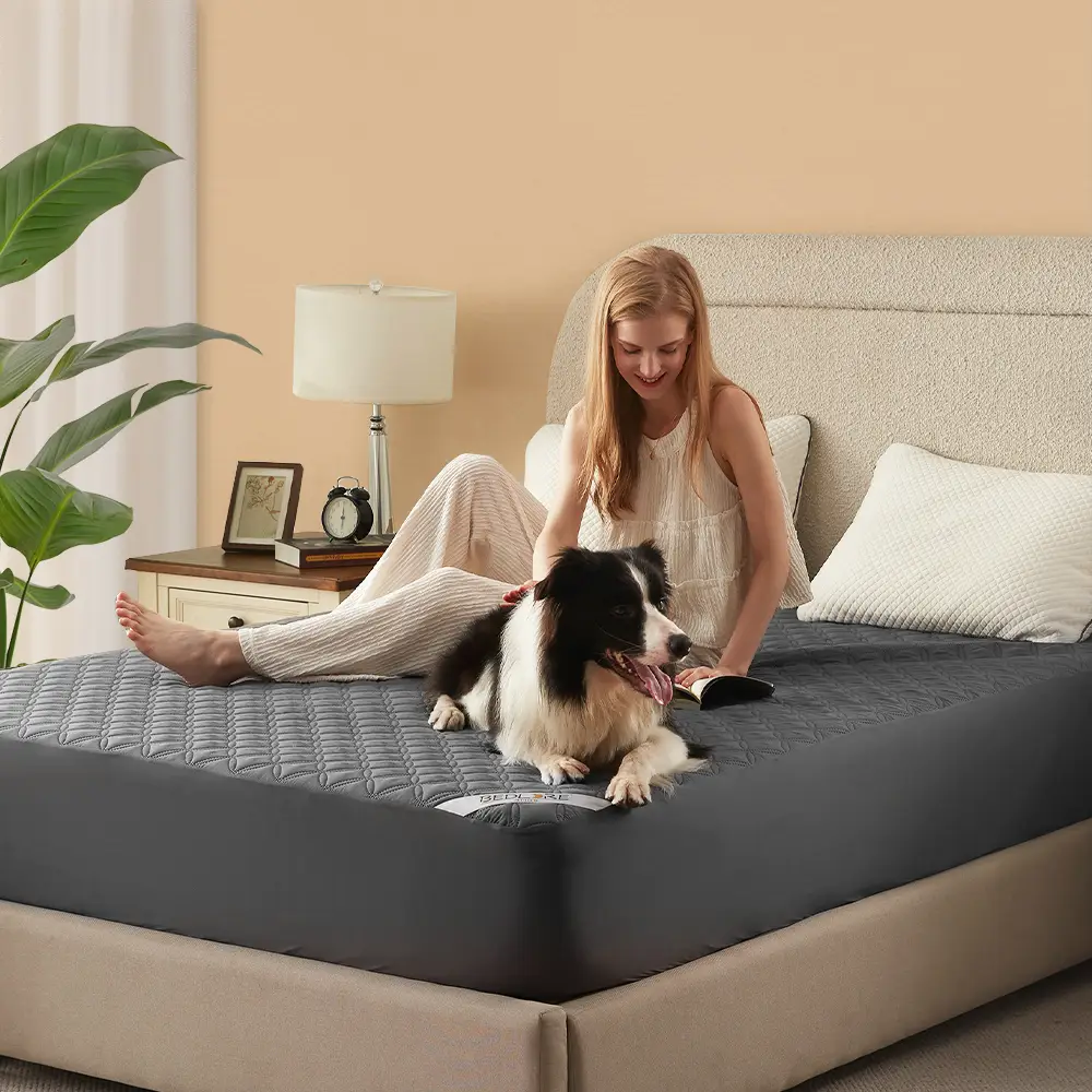 #FallFreshness【BEDLORE】Waterproof Cooling Bamboo Mattress Pad - Silent & Breathable for Hotels/Bedroom/Kids Fit Sheet