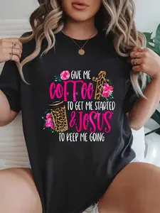 100% cotton and Jesus Women's Misses Unisex Plus Size Teacher T-Shirt Women Graphic T-Shirt Cotton Print short Sleeve Casual Top, Summer Tee Womens Tops