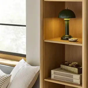 11.5" Fluted Metal Rechargeable Library Table Lamp Green (Includes LED Light Bulb) - Hearth & Hand with Magnolia