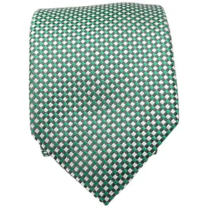 BISSE Necktie - Micro Fabric Men's Tie, Green Checkered Tie, Men's Necktie