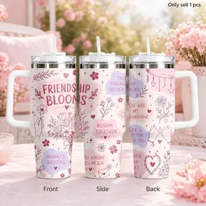 GuLuBoo Bestie Friendship Vacuum Flasks 40oz Stainless Steel Insulated Tumbler, Leak-proof Travel Mug with Straw, Portable Water Bottle for Coffee, Gym & Office, Creative Drinkware Cup Ideal Gift for friend