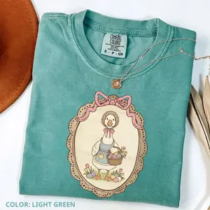 Comfort Colors Vintage Goose T-Shirt, Cottagecore Easter Goose Tee, Grandma Core Farmhouse Shirt, Coquette Oval Frame Spring Graphic