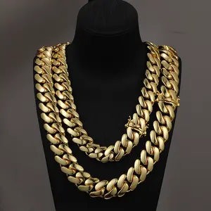 Hiphop Jewelry High Quality 20mm Heavy Solid Miami Cuban Link Chains Choker Necklaces for Men Fashion Party Gfit