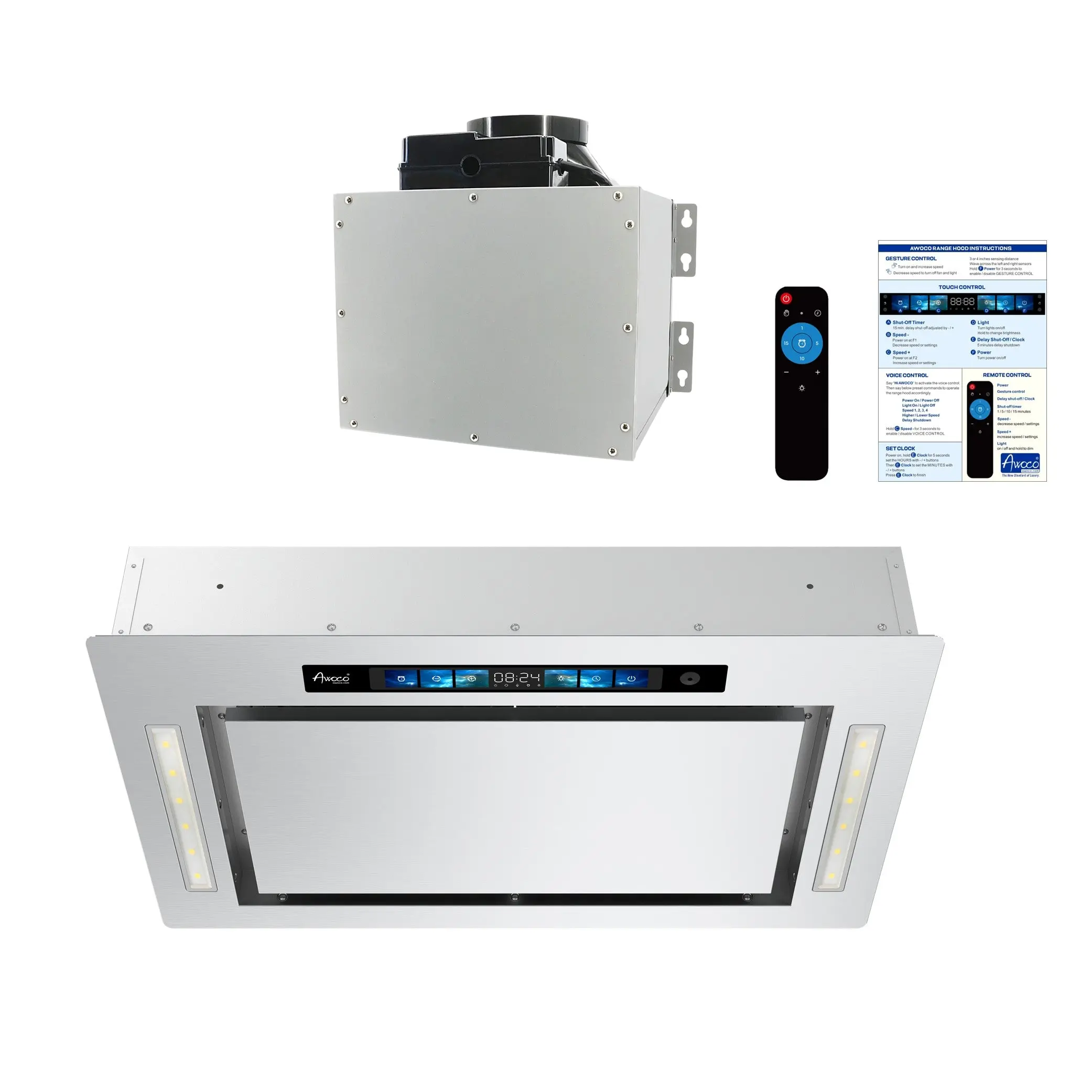 RH-IT06-GV Ceiling Mount Range Hood - Split Insert - Voice & Gesture