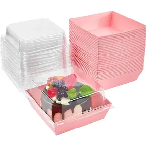 10/30/50pcs Paper Baking Boxes with Transparent Lids, Portable Food Containers, Premium Cake Box, Ideal for Cookies, Sandwiches, Cakes, Parties, Halloween