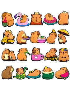 20pcs Capybara Shoe Charms For Bubble Slides Clogs Sandals,PVC Shoe Decorations Accessories Buckle For Christmas Birthday Gifts