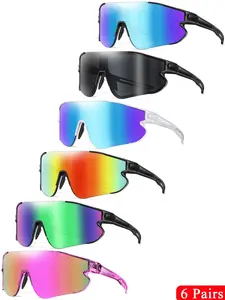 6 Pcs Fashion Sports Sunglasses Set, Uv400 Protection, Windproof Sports Eyewear, Unisex, Outdoor Activities, Cycling, Hiking, Driving, Fishing, Golfing, Biking Sunglasses
