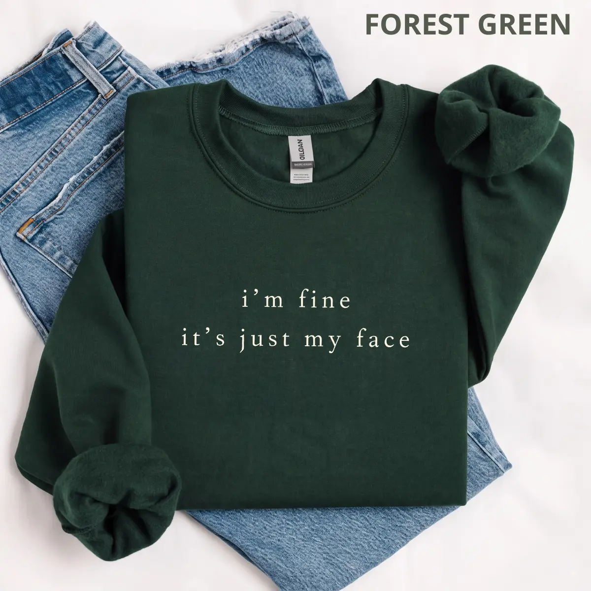 Im Fine Its Just My Face Sweatshirt Funny RBF Resting B Face Sweater Sarcastic Introvert Graphic Shirt Minimalist Grumpy Nurse Coworker Gift Unisex Top