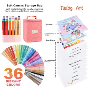 36Colors Acrylic Brush Marker Set, Automatic Ink Control Acrylic Paint Pen, Color Acrylic Gel Pen, Waterproof Multi-Surface Art Pens with Canvas Bag & Coloring Book