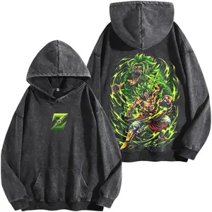 Super Broly DB Retro Acid Washed Hoodie Oversized Hoodie & T-Shirt, Heavyweight Cotton Unisex Anime Manga Tee, Anime Merch, Menswear Streetwear, Gift For Anime Fan.
