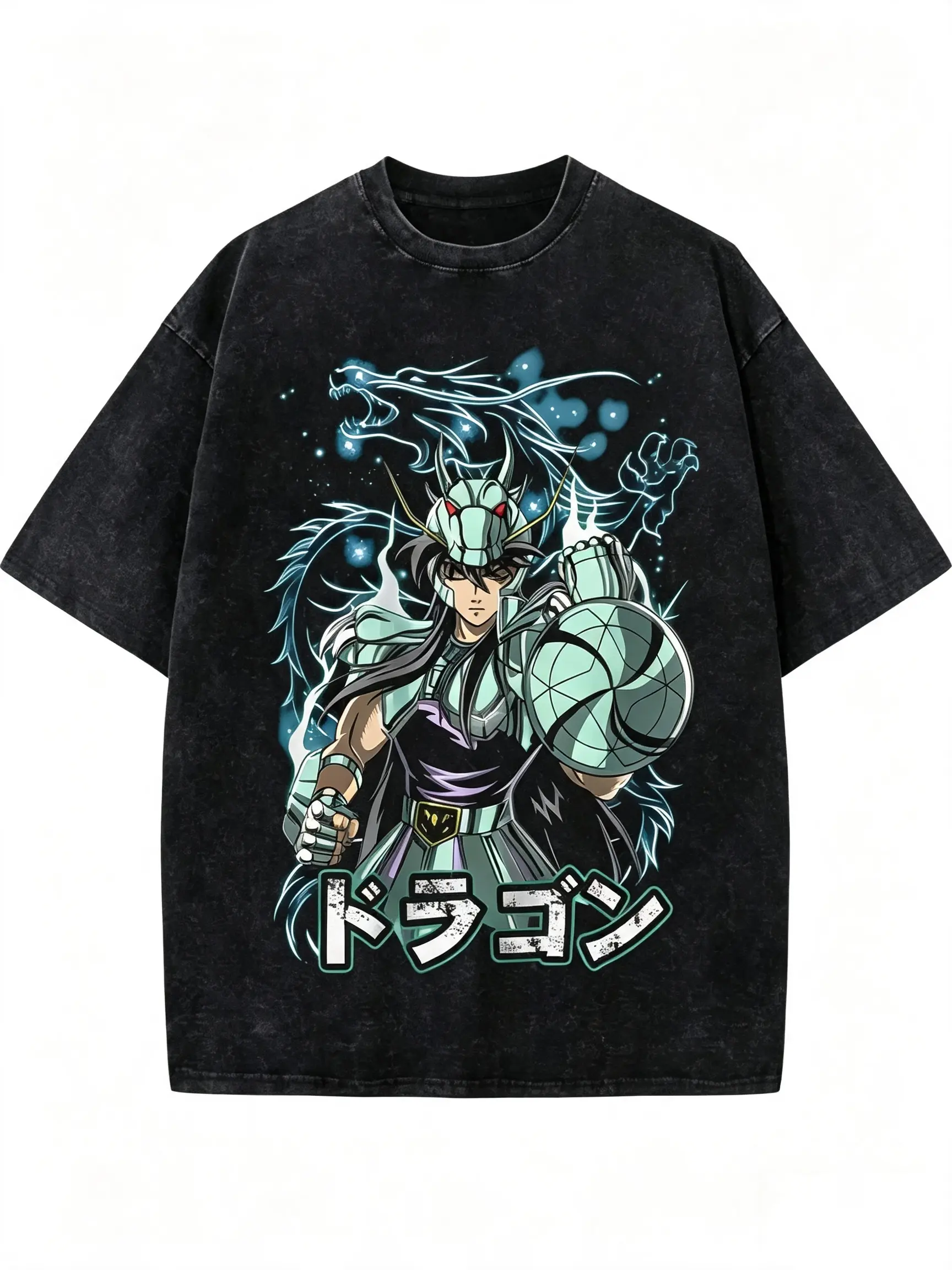 Vintage Dragon Shiryu Wash Tee, Saint Seiya Graphic Tees, Saint Seiya Tshirt, Men's Women's T-shirt, Unisex Anime Shirt, Anime Gift, Gym Workout Shirt，unisex top tee，s day shirt，gift shirt,casual streetwear top funny meme
