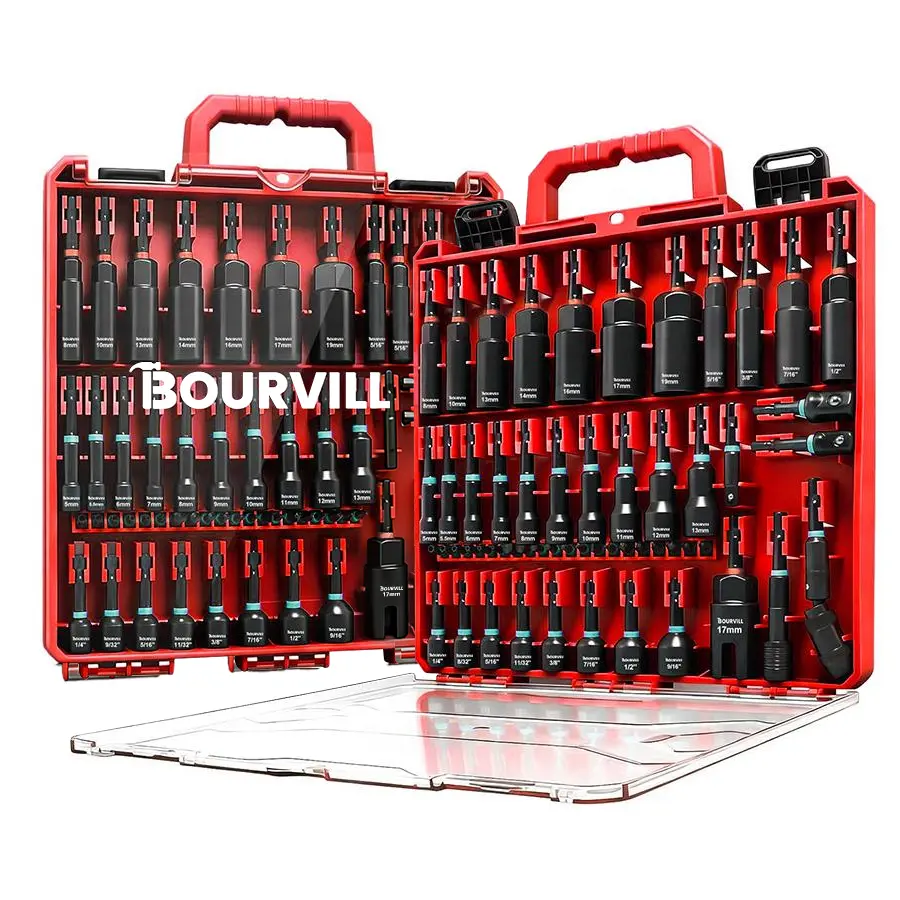 Bourvill 55Pcs Magnetic Nut Driver Set, SAE & Metric Universal Socket Kit with Socket Adapters, Quick Release Extension & Storage Case#summerfinds