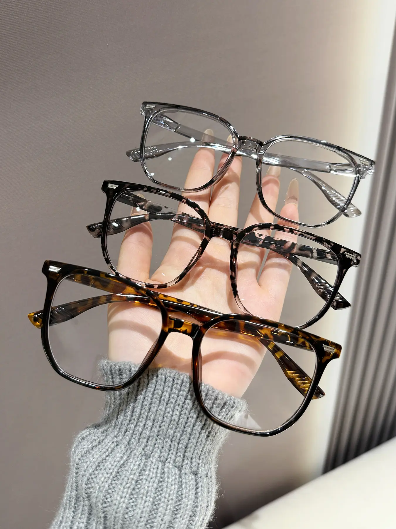 Simple Anti-blue Light Eyeglasses, Square Frame Vintage Leopard Pattern Eyeglasses, Trendy Casual Eyeglasses for Work, Daily Clothing Decor, Stylish Square Frames, Square Frame Eyewear