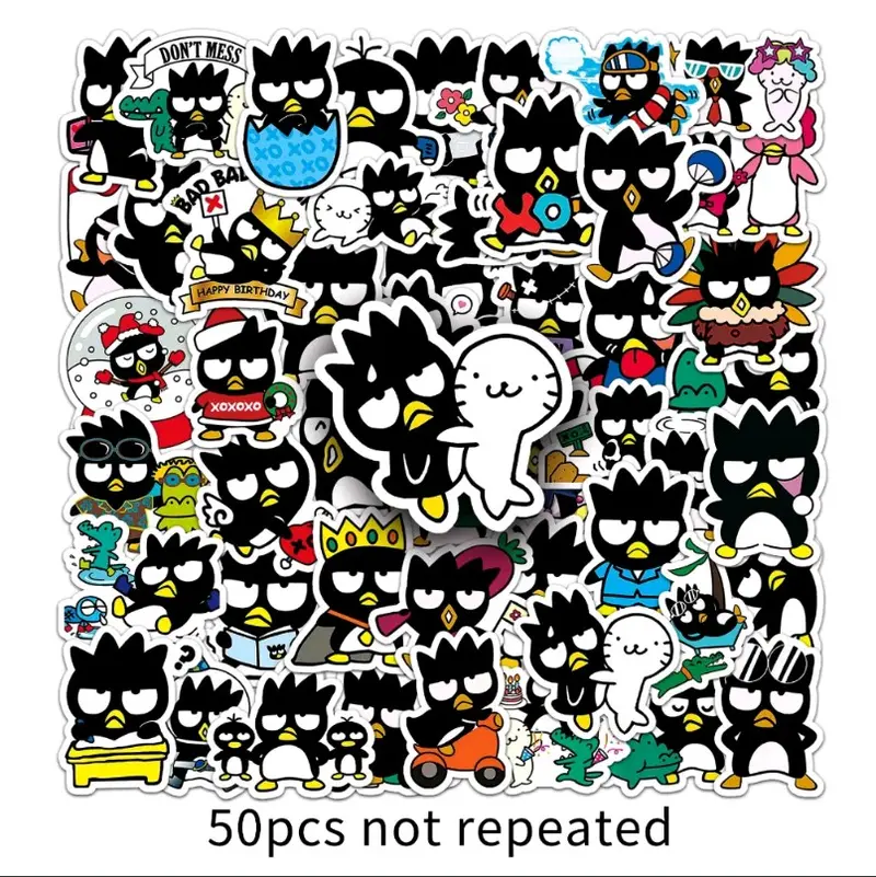 Badbadtz Maru Anime Waterproof Stickers - 50 pcs Sanrio Cartoon Vinyl Stickers for Water Bottle, Laptop, or Scrapbook | School Students Notebook Accessory