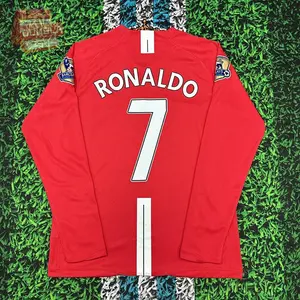 2007 2008 MUFC Home Retro Red No.7 Ronaldo Long Sleeved Soccer Jersey