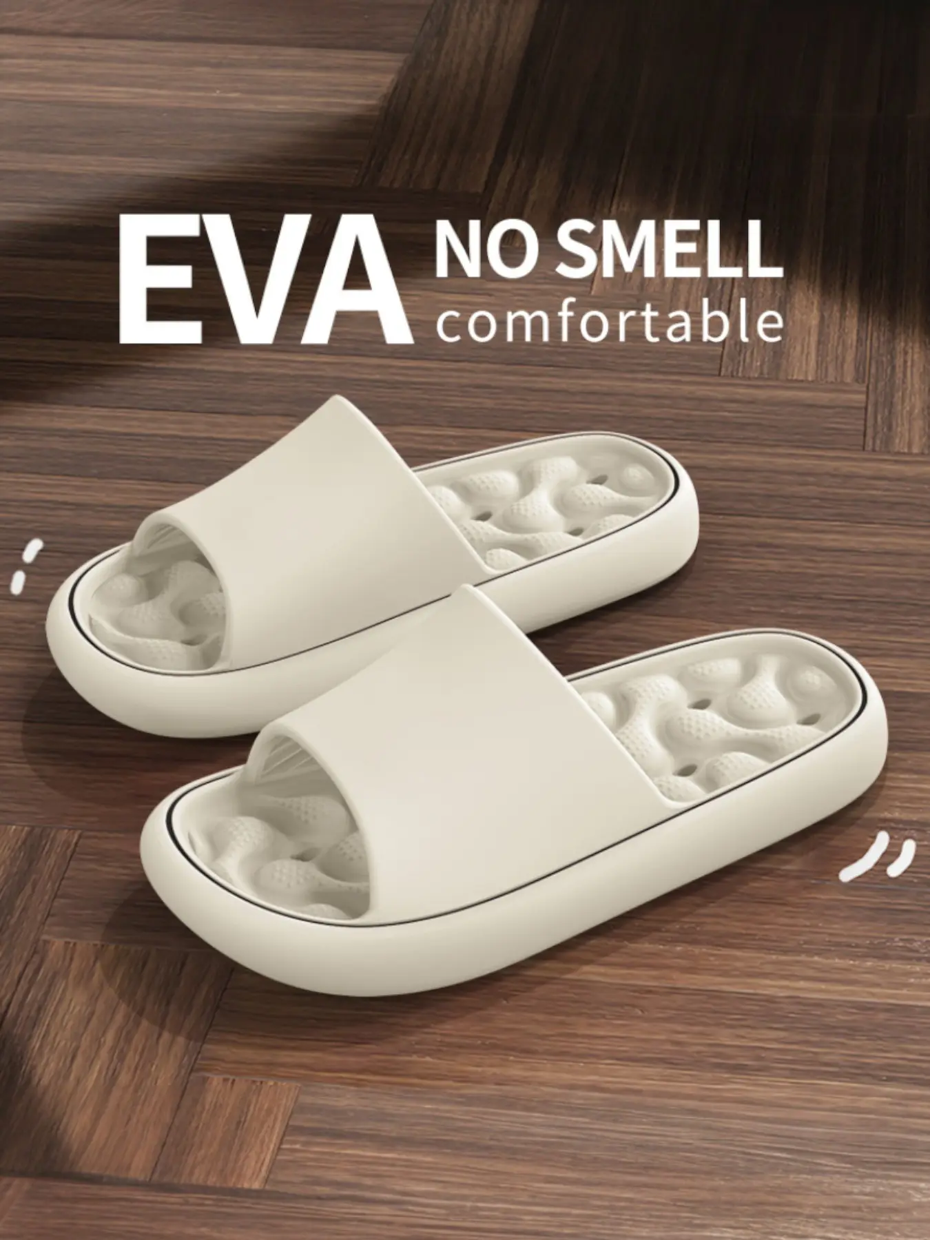 Men's Summer Indoor Home Bathroom Non-Slip Eva Slippers, Shower Slippers, Casual Fashion Anti-Skid House Shoes, Solid Pattern, Less Than Ankle Height, Comfy Footwear
