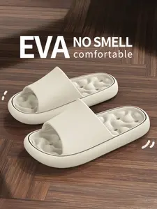 Men's Summer Indoor Home Bathroom Non-Slip Eva Slippers, Casual Fashion Anti-Skid House Shoes, Solid Pattern, Less Than Ankle Height, Comfy Footwear