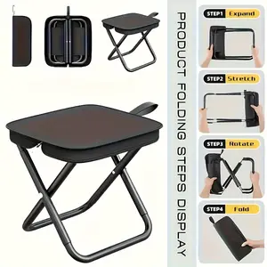 Heavy Duty Folding Travel Chair for Adults - 330 lbs Weight Capacity Portable Camping Chair, Sturdy Steel Frame, Compact and Lightweight Design with Carry Bag, Suitable for Outdoor, Beach, Picnic, Fishing, Hiking, Camping Furniture, Picnic Essentials, Fol