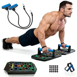 Color-Coded Push Up Board with Adjustable Resistance Bands Foldable Portable Gym Equipment Chest Arms Core Workout for Men Women Fitness Trend