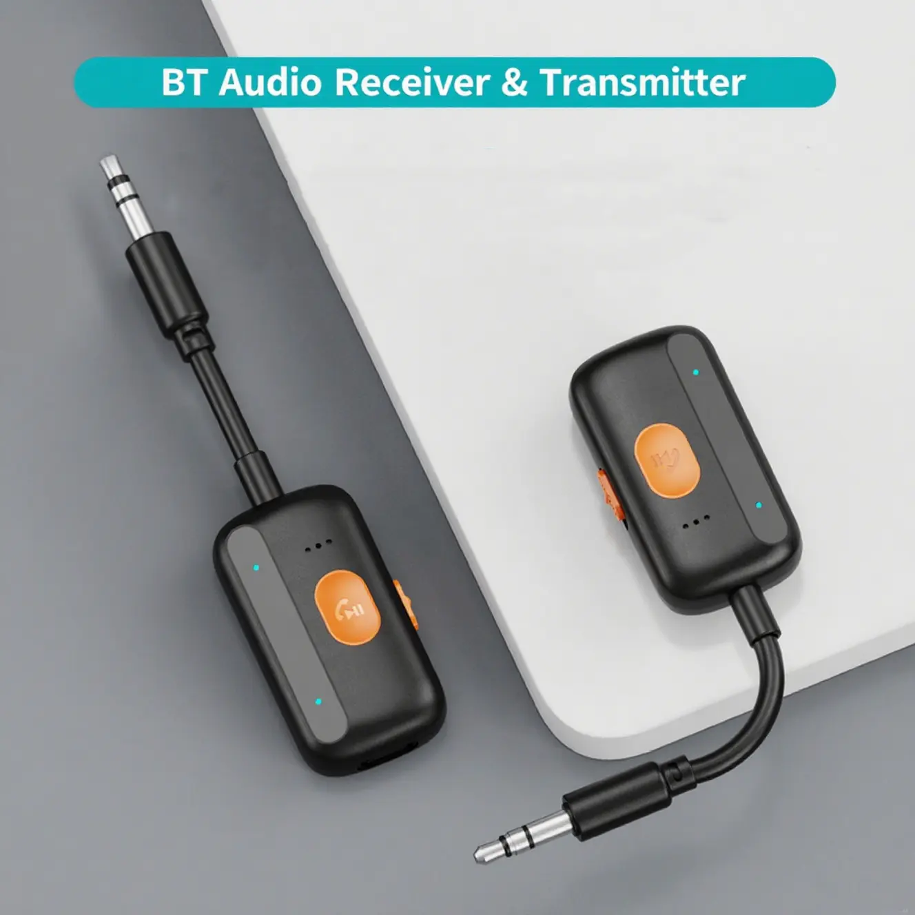 Pro Bluetooth-compatible Wireless Transmitter Receiver Adapter, Audio Sharing, Compatible with 3.5mm Aux Jack, Stereo Jack, Travel & Gym Use, over 25 Hours Battery Life