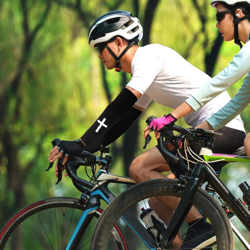 2 Christian Cross Arm Sleeves for Men Women UV Protection Sports Compression Sleeves Basketball Cycling Running Fitness Tattoo Cover Breathable Sun Protection Arm Warmer Christian Faith Streetwear Style Elastic Anti-Slip Arm Guards Outdoors Workout Gear