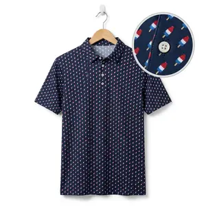 [SHIP FROM US] Patriotic Popsicle Print Golf Polo Shirt for Men – Slim Fit Summer Golf Shirt, USA 4th of July Outfit