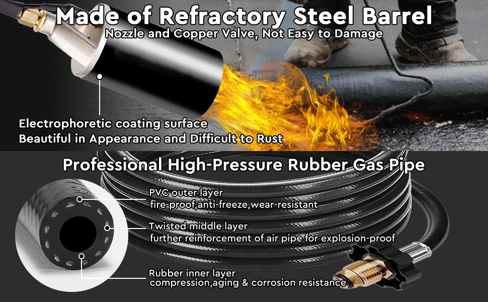 Propane Torch Weed Burner Kit with Storage Bag and 10FT Hose Heavy Duty Blow Torch Flamethrower with Self Igniter and Turbo Trigger for Weeding,Roofing,Ice Melting,Road Marking(Fuel Not Included)