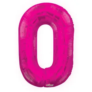 Number 0 Hot Pink Foil Balloon 34" in each. 19672-34