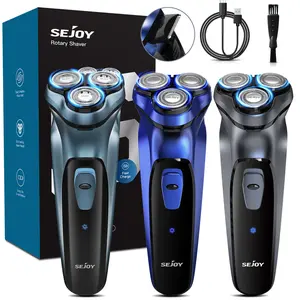 SEJOY Men Electric Shaver Rechargeable Pop-up Trimmer Rotary Razor Beard Shaving Grey