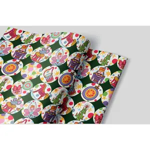 Set of 3 Nutcracker Ornaments Wrapping Paper Sheets with Guidelines