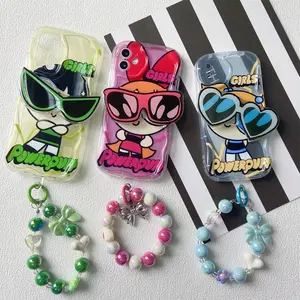 P-Powerpuff Girls Sunglasses Bracket Holder Phone Case for IPhone 16 15 12 11 Pro Max 14 Plus 13 Mini X XS XR 7 8 Plus SE Cover