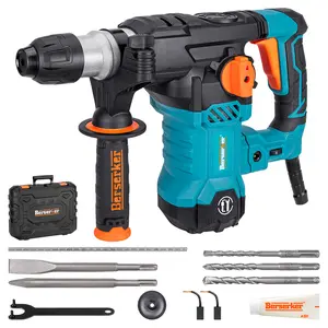 Berserker 1-1/4" SDS-Plus Rotary Hammer Drill with Vibration Control,Safety Clutch,12.5 Amp 4 Functions Corded Rotomartillo for Concrete-Including 3 Drill Bits,Flat Chisel,Point Chisel,Carrying Case Electric Heavy Duty
