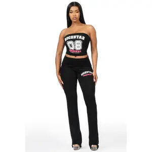 Lareshe Black Tube Foldover Pant Set