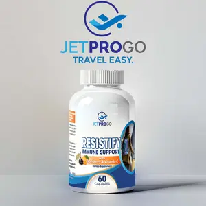 JetProGo Resistify Immune Support Supplement, Elderberry, Vitamin C, Zinc, Echinacea, Ginger, and More, 60 Count Edible Fitness Healthcare Health Adult
