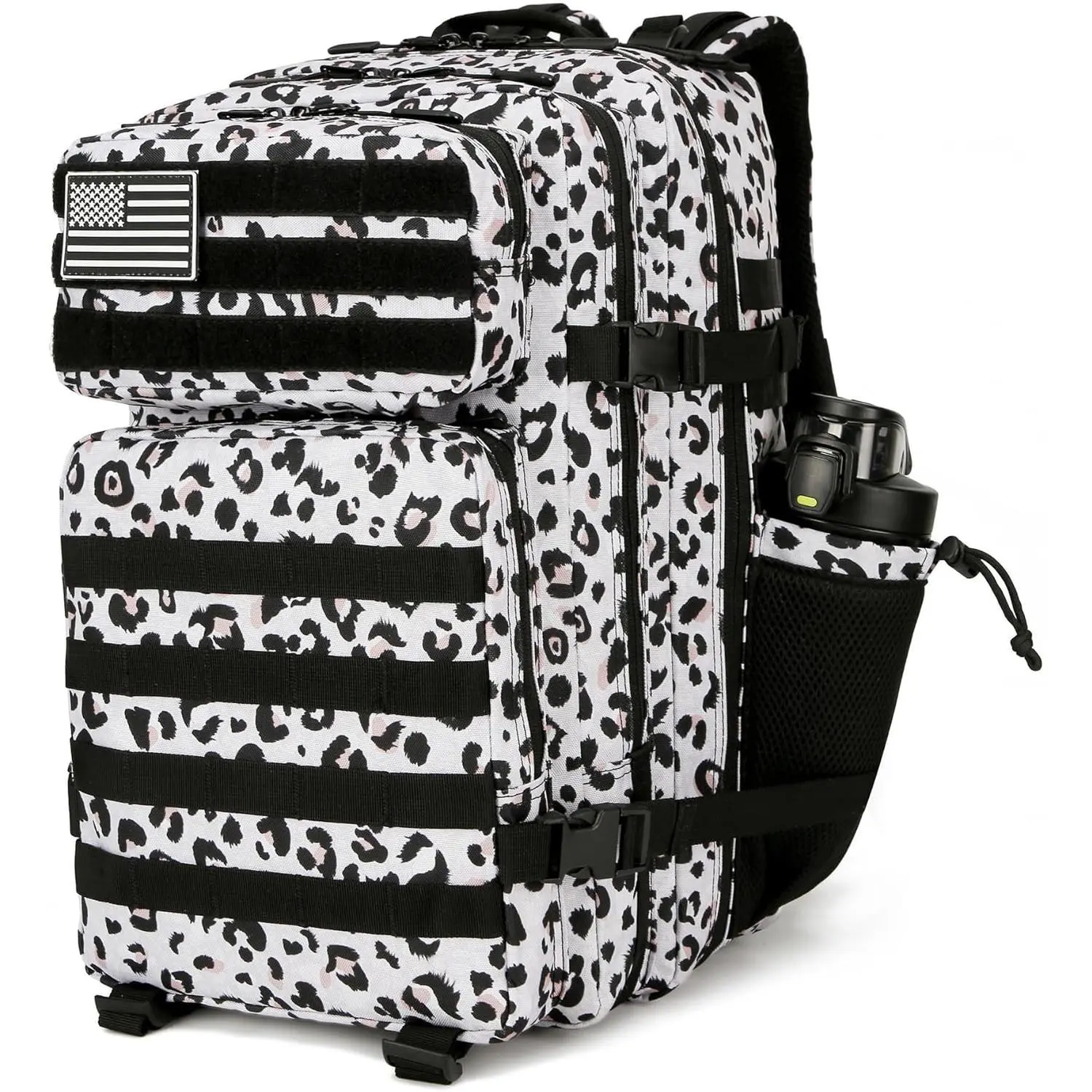 35L Unisex Leopard Print Tactical Backpack with MOLLE System, Multifunctional Military Assault Pack for Camping, Hiking, Unisex Use, Outdoor