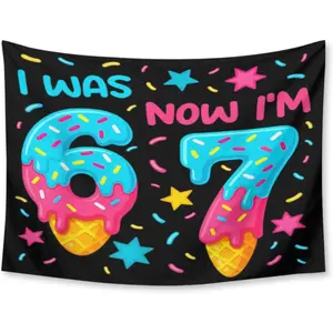 I was 6 Now Im 7 Funny 67 Birthday Seven Year Old Tapestry Wall Hanging tapestry,Polyester Decorative Wall Art for Bedroom and Living Room 30x40 Inch