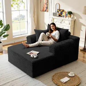 Oversized Corduroy Upholstered Boneless Sofa Bed Chaise Lounge Indoor,Deep Seat Sleeper Couch Reading Chairs, Cloud Sofas Couches for Living Room, No Assembly Required