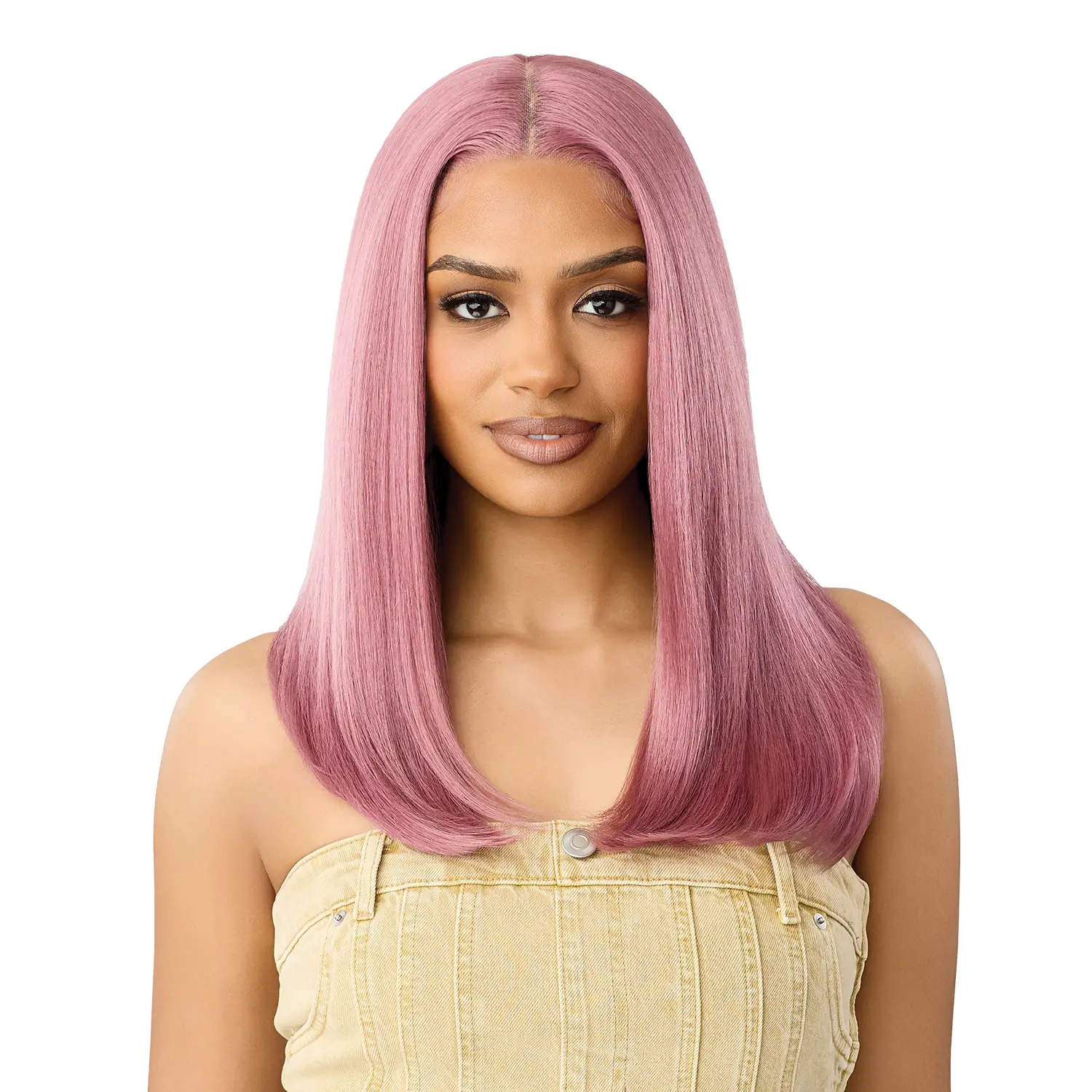 Outre Synthetic HD Lace Front Wig - Melted Hairline, Glueless, Center Part, 18 in Straight with Blunt Ends, MH-141