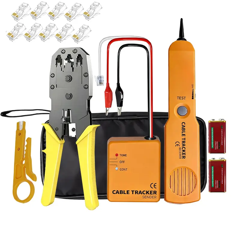 1Set Electrical Continuity Tester Probe Kit with Audio Tracer, Circuit Tracer for Network Lines & Car Wiring Identification, RJ45 Ethernet Cable Crimper & Network Cable Crimping Tool Set