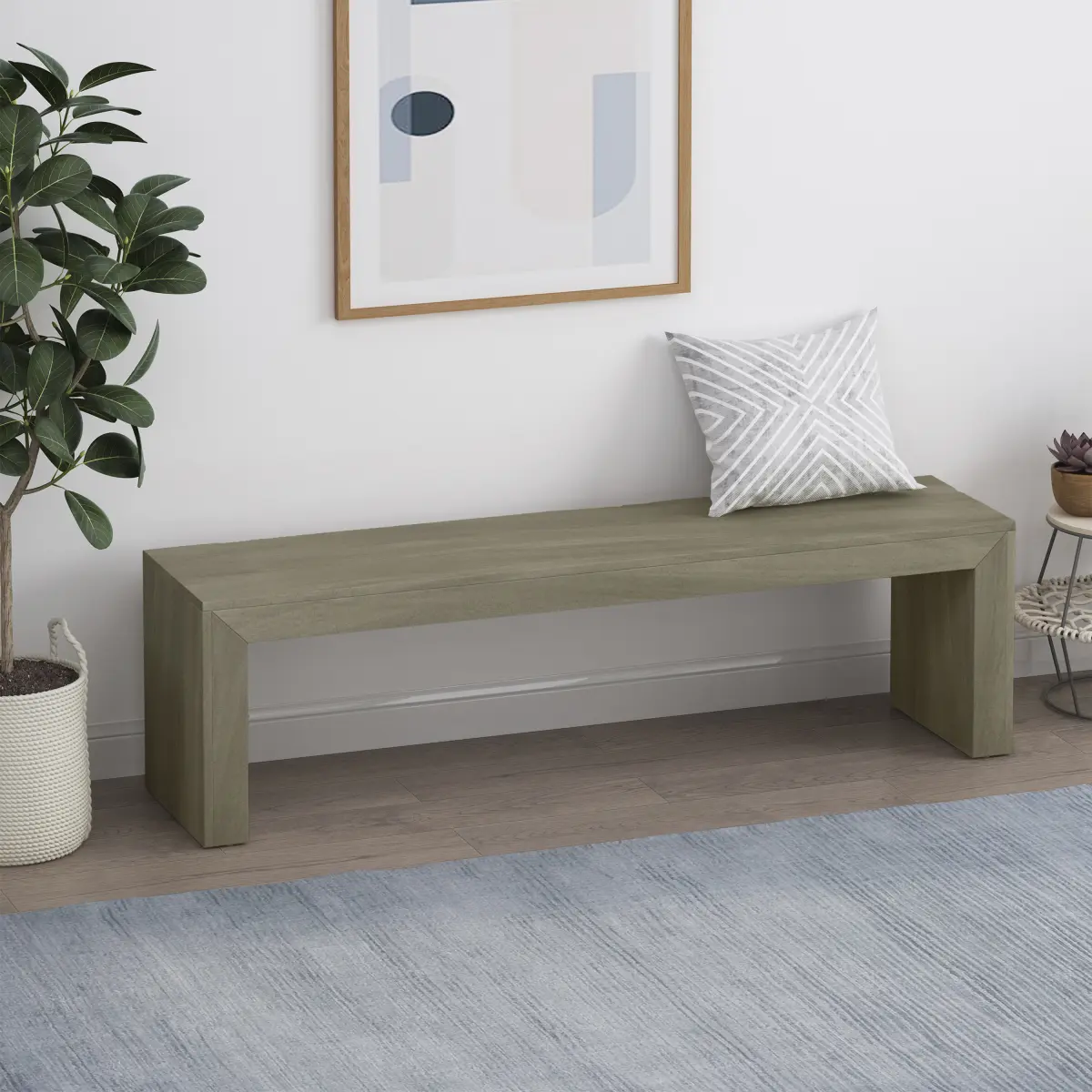 63*15*18 Inch Farmhouse Acacia Wood Dining Bench, 220LB High Capacity Rustic Cottage Style Solid Wood Bench with Natural Wood Grain Finish, Easy Assembly Multifunctional Indoor Bench for Entryway Dining Room Foyer