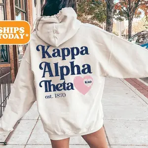Kappa Alpha Theta Faded Love Sorority Hoodie | Theta Greek Letters | Preppy Hoodie 1870