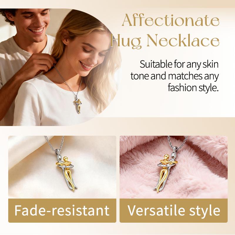 Couple Hug Necklace for Women – Romantic Christmas Gift from Boyfriend or Husband | Ready Gift Box & Love Note | Anniversary, Birthday Jewelry