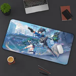 [New Anime Gear - Sale Up To 35%] Zenless Zone Zero Zhu Yuan & Qingyi Desk Mat, ZZZ Agents Extended Mouse Pad, Anime Gaming Desk Decor