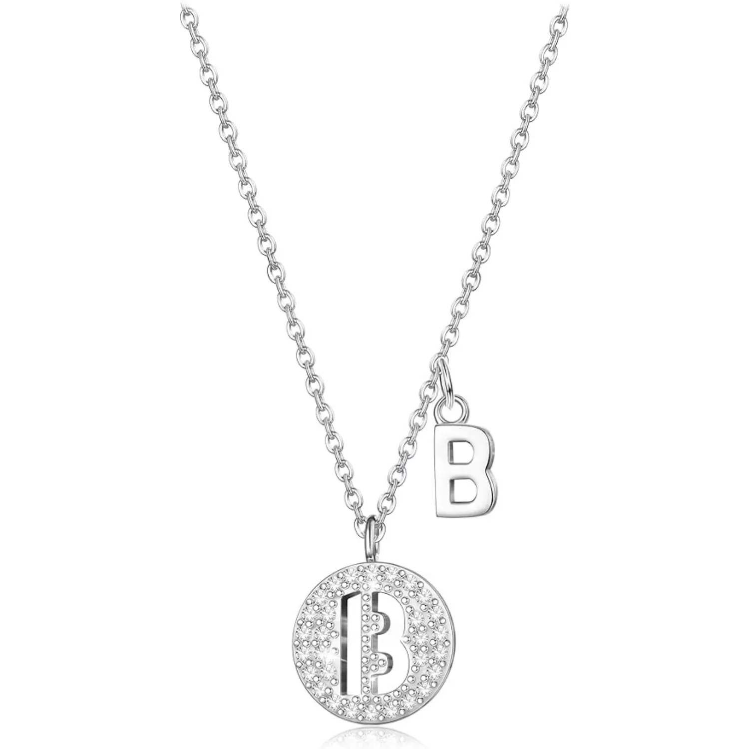Fansilver Initial Necklace for Women Men Dainty 26 A-Z Capital Letter Alphabet Pendant Cubic Zirconia Tiny Letter Necklace