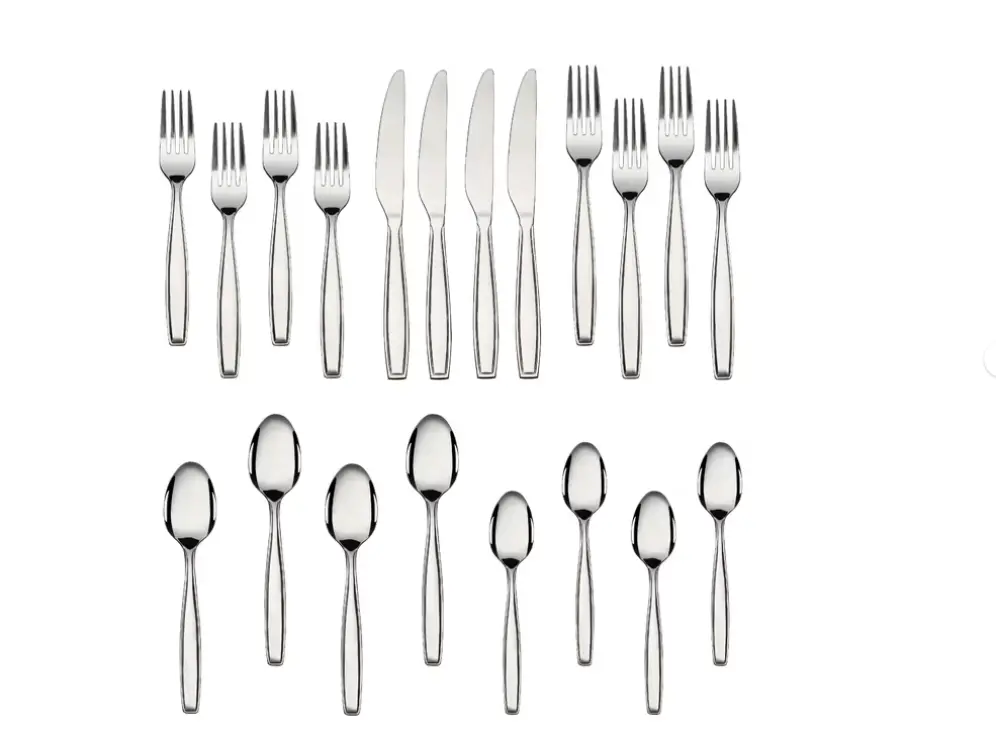 Fairport Adult 20-Piece Stainless Steel Flatware Set Silver Tableware Service for 4 Durable Elegant Silver Finish Perfect for Entertaining Guests