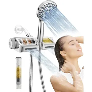 Filtered Shower Head with Handheld Combo - Dual 2-in-1 Spa System with Massage Shower, 10 Modes High Pressure Hand Held Shower with Built in Power Wash Mode (Chrome)