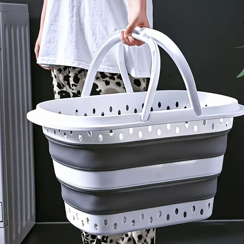Collapsible 15.85gal Laundry Basket with Handles, Foldable Plastic Laundry Hamper, Space-Saving Washing Basket for Clothes, Towels, Toys - Portable Dirty Clothes Basket for Bathroom, Bedroom, Laundry Room, Laundry Baskets