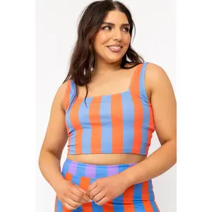 Coast Top Blue Orange Stripe Square Neck Top Only